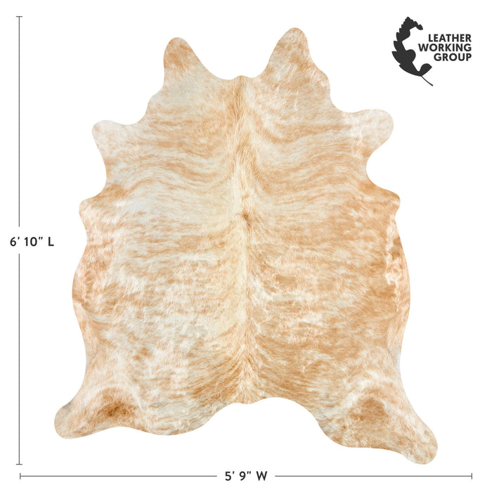 Brazilian Palomino and White Cowhide Rug Size 6'10" L x 5'9" W 2500
