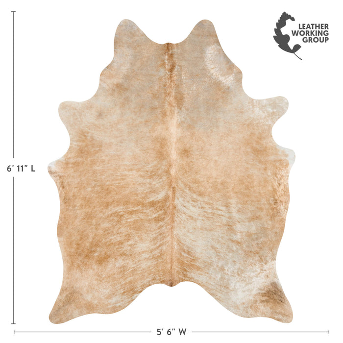 Brazilian Palomino and White Cowhide Rug Size 6'11" L x 5'6" W 2501
