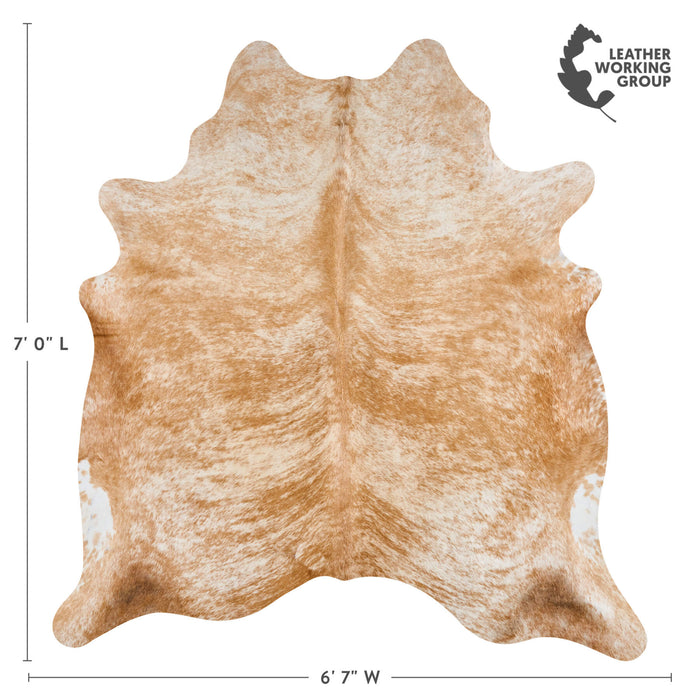 Brazilian Palomino and White Cowhide Rug Size 7'0" L x 6'7" W 2502
