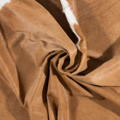 Brazilian Palomino and White Cowhide Rug Size 7'8" L x 7'1" W 2504