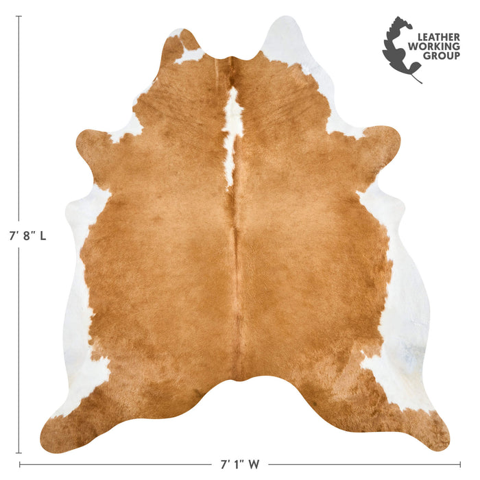 Brazilian Palomino and White Cowhide Rug Size 7'8" L x 7'1" W 2504
