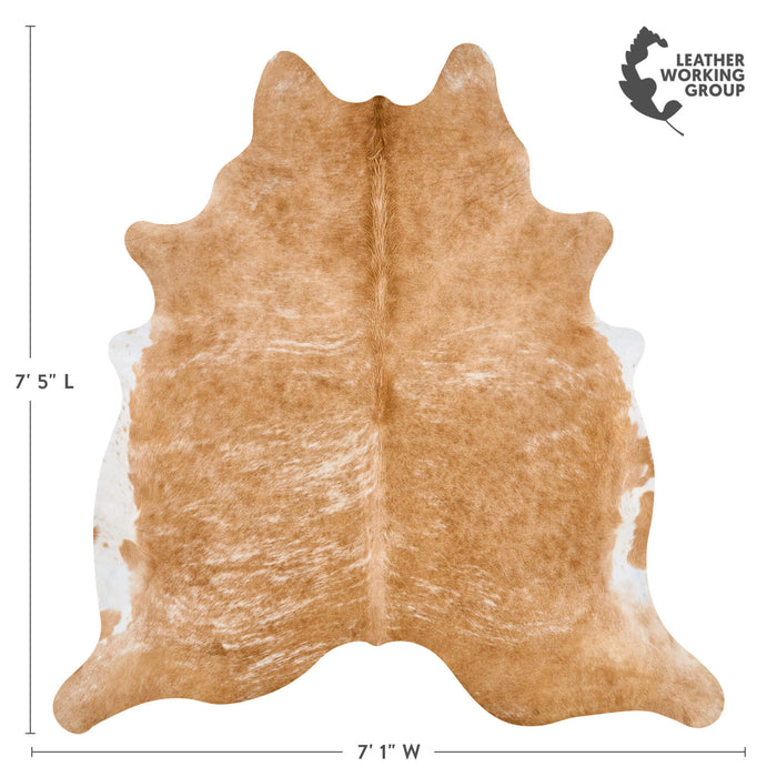 Brazilian Palomino and White Cowhide Rug Size 7'5" L x 7'1" W 2506