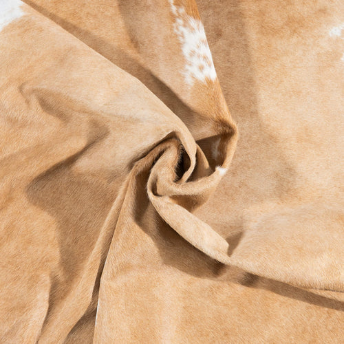 Brazilian Palomino and White Cowhide Rug Size 7'7" L x 6'8" W 2507