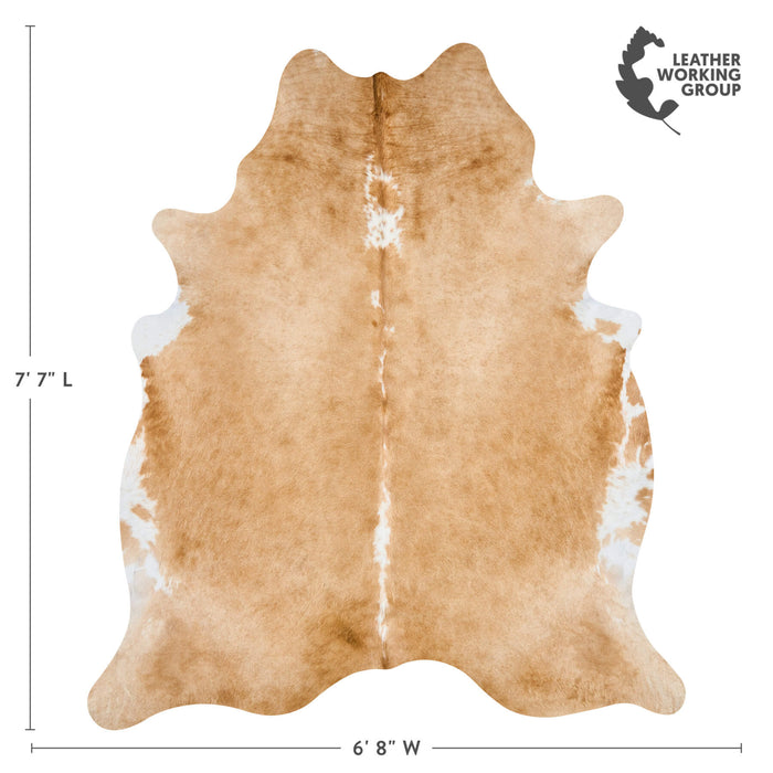 Brazilian Palomino and White Cowhide Rug Size 7'7" L x 6'8" W 2507