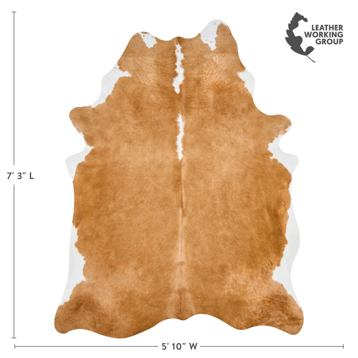 Brazilian Palomino and White Cowhide Rug Size 7'3" L x 5'10" W 2508