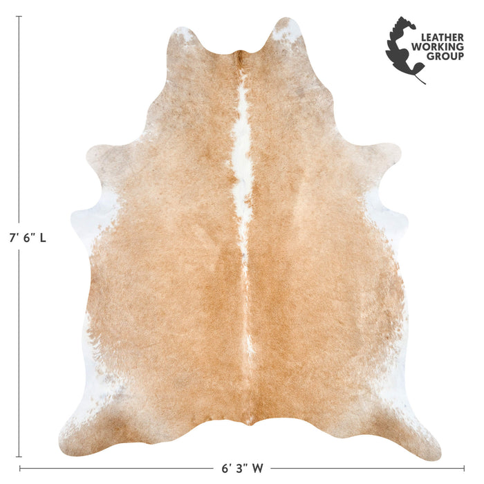 Brazilian Palomino and White Cowhide Rug Size 7'6" L x 6'3" W 2510