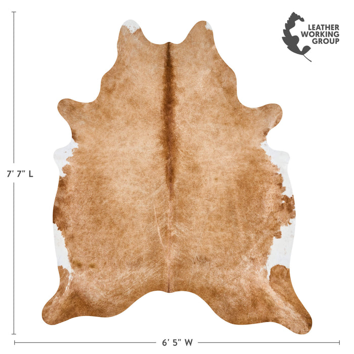 Brazilian Palomino and White Cowhide Rug Size 7'7" L x 6'5" W 2511