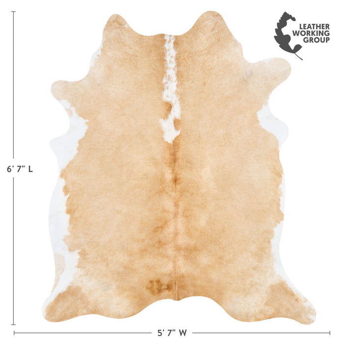 Brazilian Palomino and White Cowhide Rug Size 6'7" L x 5'7" W 2513