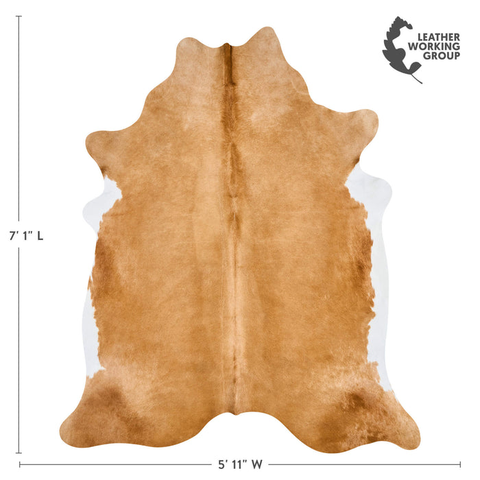 Brazilian Palomino and White Cowhide Rug Size 7'1" L x 5'11" W 2514