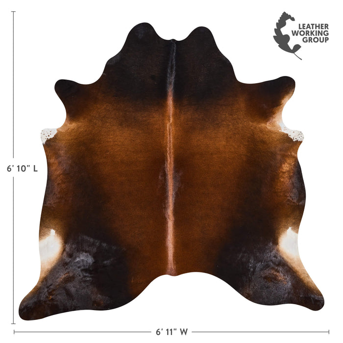 Brazilian Mahogany Cowhide Rug Size 6'10" L x 6'11" W 2519