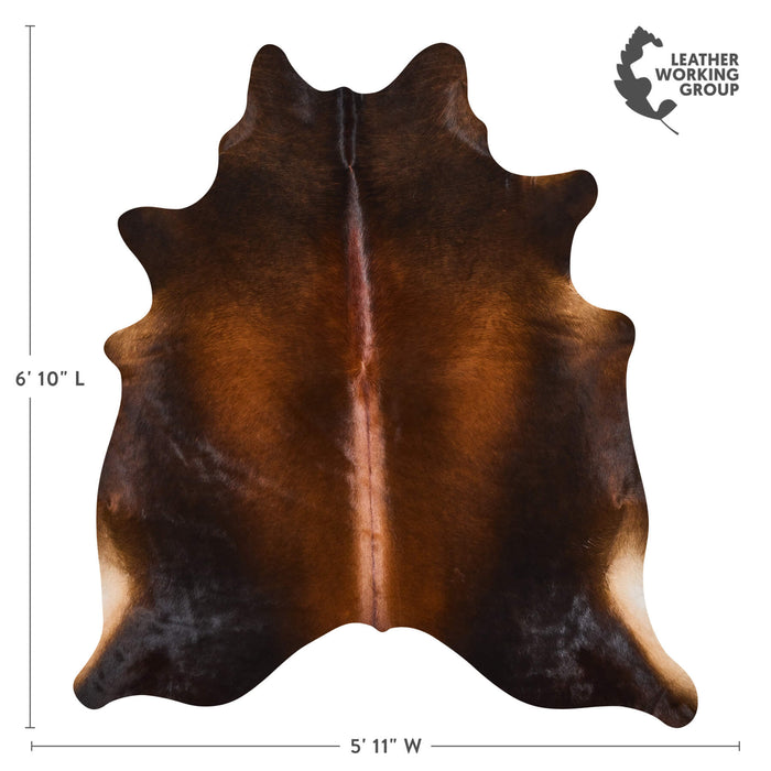 Brazilian Mahogany Cowhide Rug Size 6'10" L x 5'11" W 2531