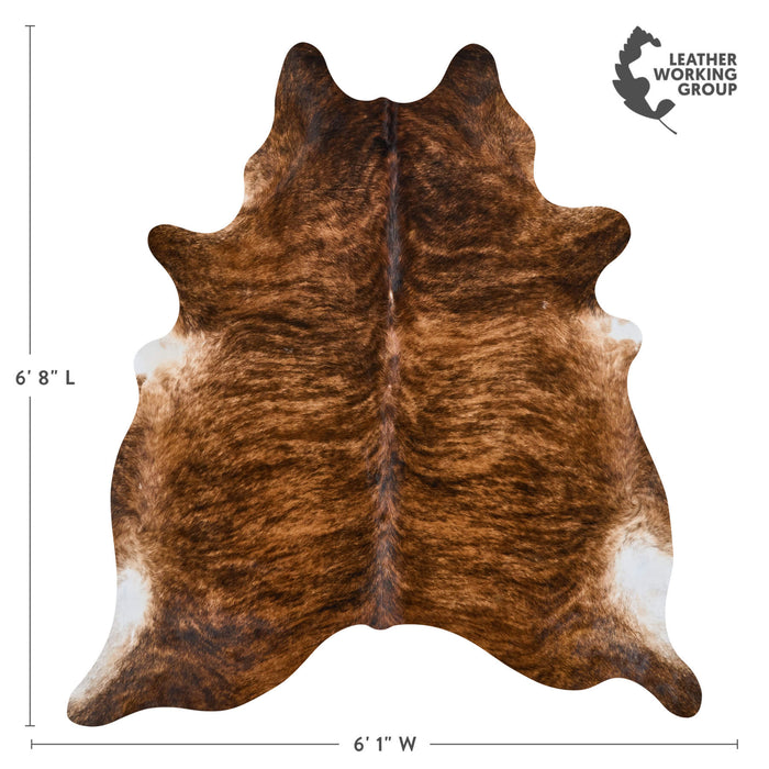 Brazilian Brindle Cowhide Rug Size 6'8" L x 6'1" W 2534