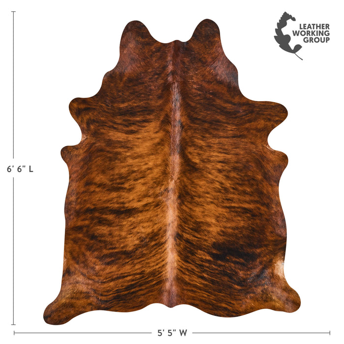 Brazilian Brindle Cowhide Rug Size 6'6" L x 5'5" W 2541