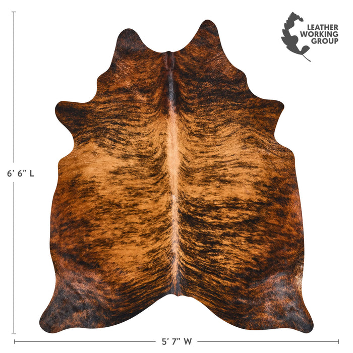 Brazilian Brindle Cowhide Rug Size 6'6" L x 5'7" W 2544