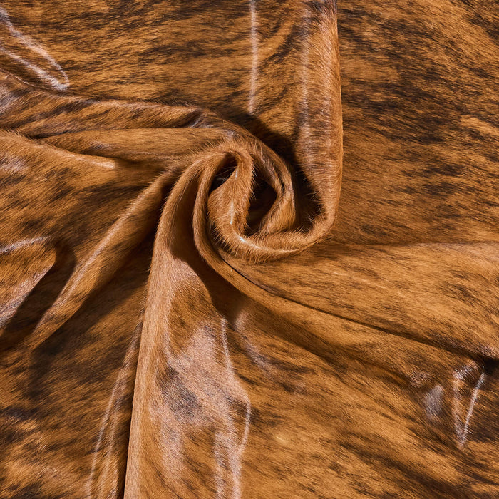 Brazilian Brindle White Belly Cowhide Rug Size 7'6" L x 6'5" W 2559
