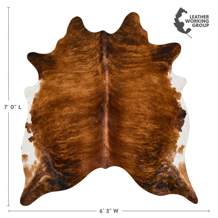 Brazilian Brindle White Belly Cowhide Rug Size 7'0" L x 6'3" W 2563