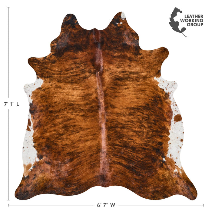 Brazilian Brindle White Belly Cowhide Rug Size 7'1" L x 6'7" W 2565