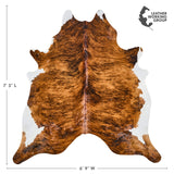 Brazilian Brindle White Belly Cowhide Rug Size 7'3" L x 6'9" W 2566
