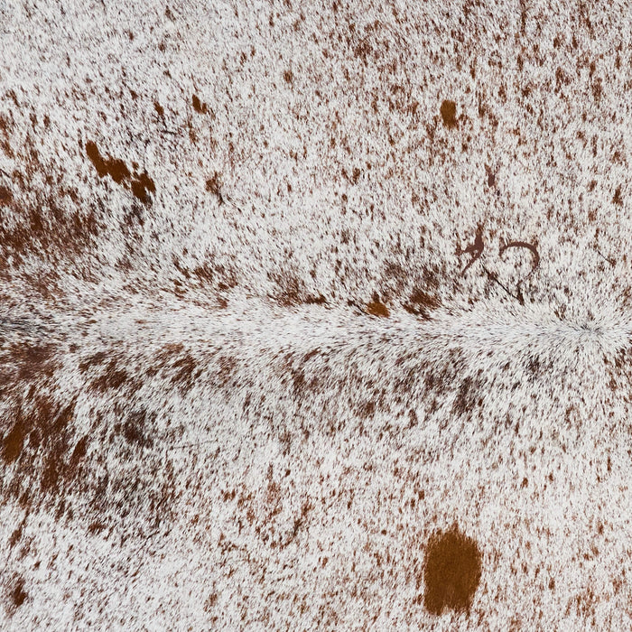Brazilian Chocolate and White Cowhide Rug Size 8'0" L x 6'9" W 2573