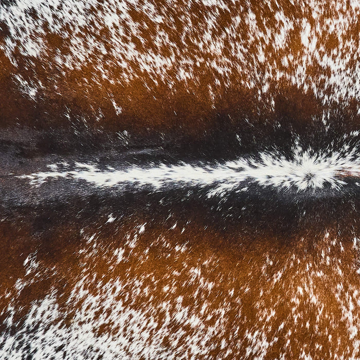 Brazilian Chocolate and White Cowhide Rug Size 7'4" L x 7'0" W 2579