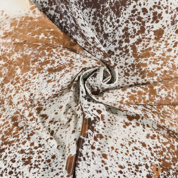 Brazilian Chocolate and White Cowhide Rug Size 8'3" L x 7'5" W 2588
