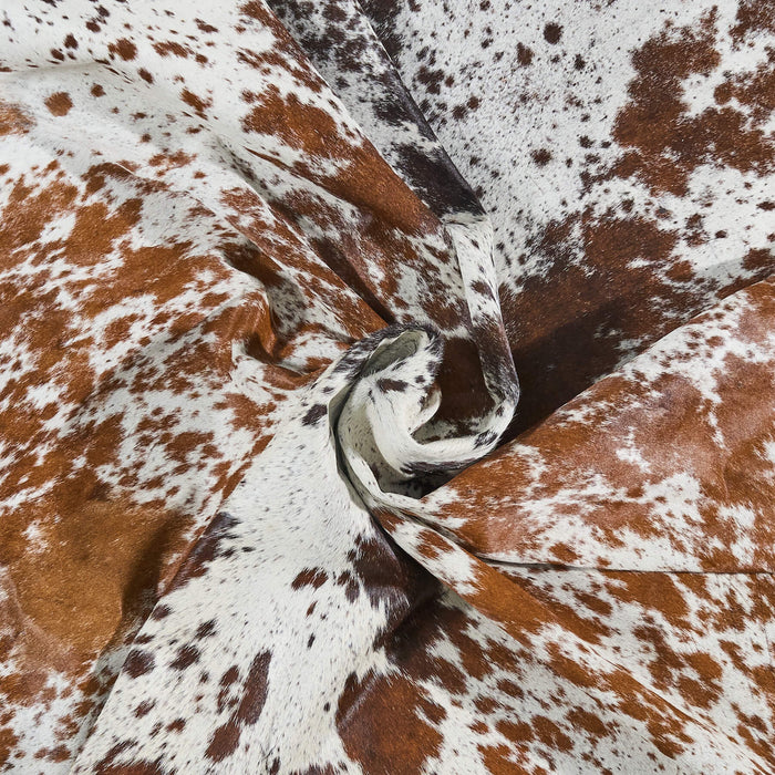 Brazilian Chocolate and White Cowhide Rug Size 7'10" L x 7'1" W 2591
