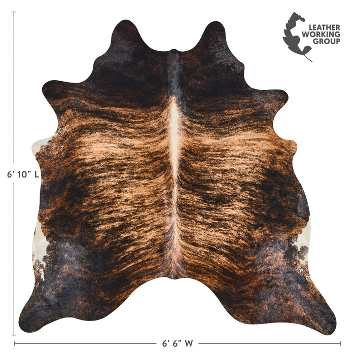 Brazilian Dark Brindle Cowhide Rug Size 6'10" L x 6'6" W 2596