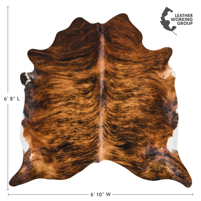Brazilian Brindle Cowhide Rug Size 6'8" L x 6'10" W 2607