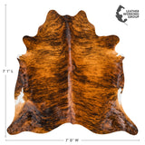 Brazilian Brindle Cowhide Rug Size 7'1" L x 7'0" W 2619