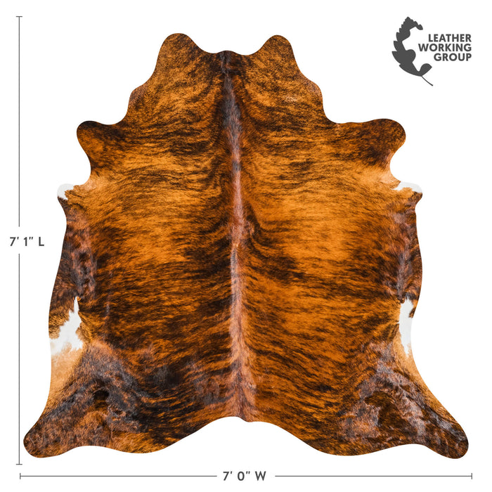 Brazilian Brindle Cowhide Rug Size 7'1" L x 7'0" W 2619