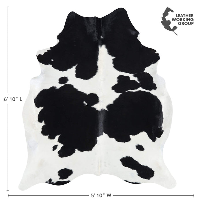 Brazilian Black and White Cowhide Rug Size 6'10" L x 5'10" W 2636