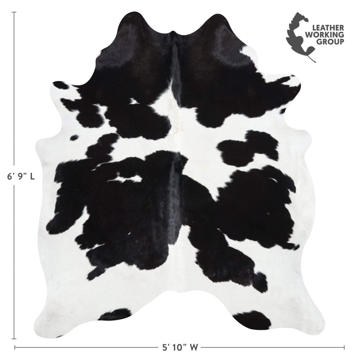Brazilian Black and White Cowhide Rug Size 6'9" L x 5'10" W 2639