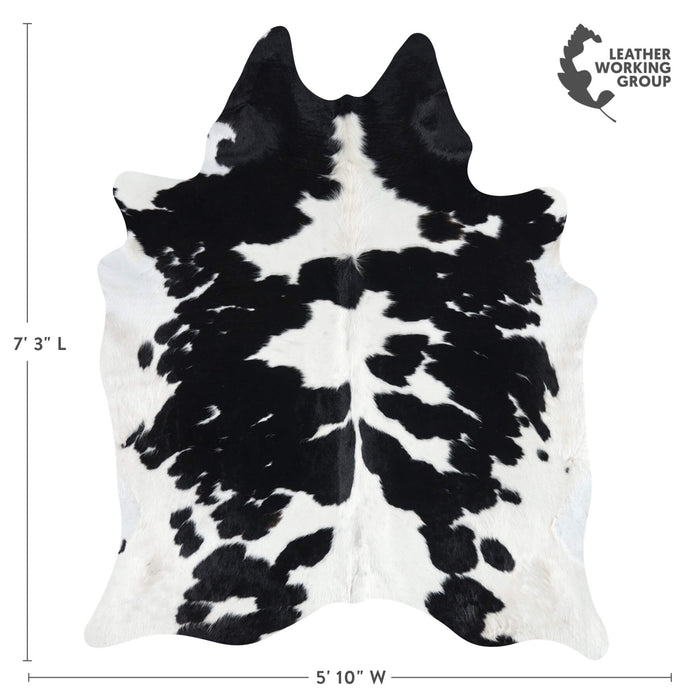 Brazilian Black and White Cowhide Rug Size 7'3" L x 5'10" W 2643