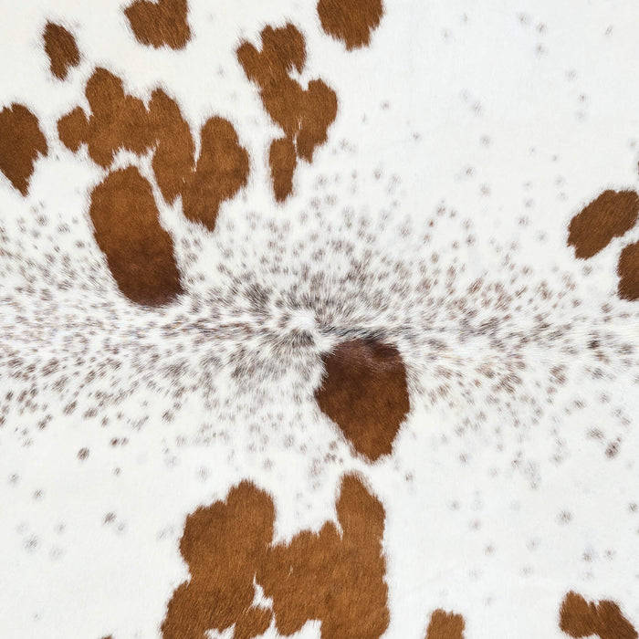 Brazilian Brown and White Cowhide Rug Size 6'7" L x 5'5" W 2644