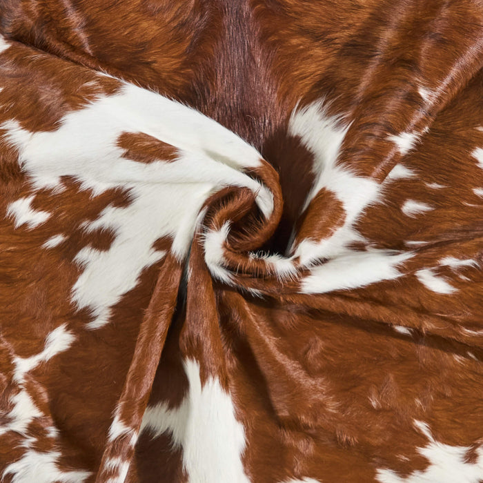 Brazilian Brown and White Cowhide Rug Size 6'8" L x 6'2" W 2646