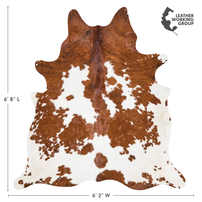 Brazilian Brown and White Cowhide Rug Size 6'8" L x 6'2" W 2646