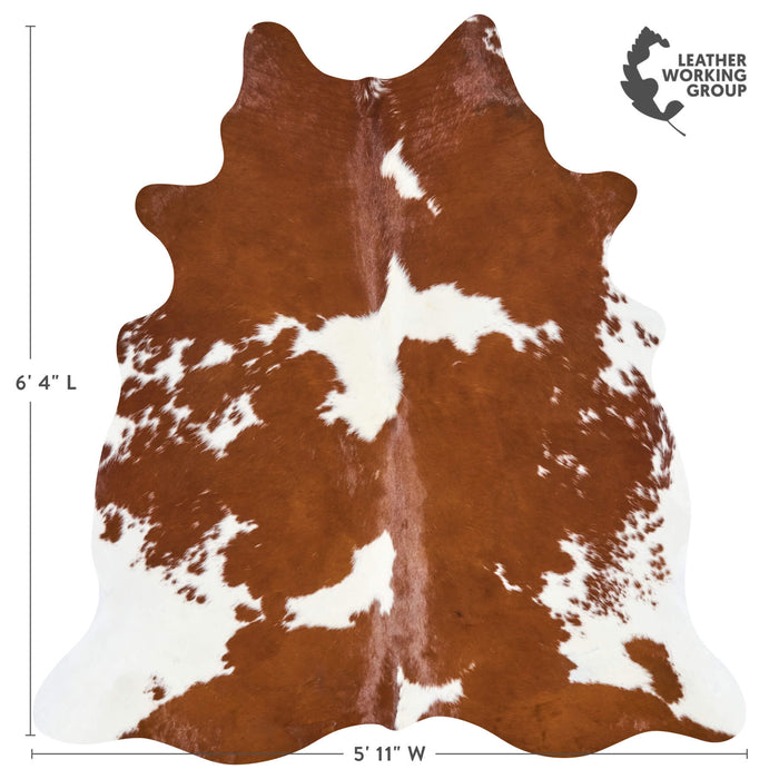Brazilian Brown and White Cowhide Rug Size 6'4" L x 5'11" W 2647