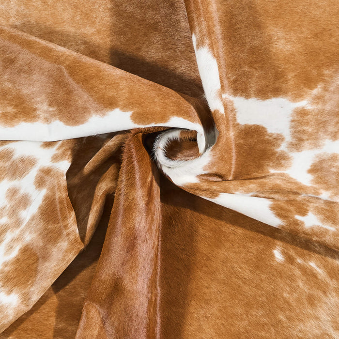 Brazilian Brown and White Cowhide Rug Size 6'4" L x 5'6" W 2648