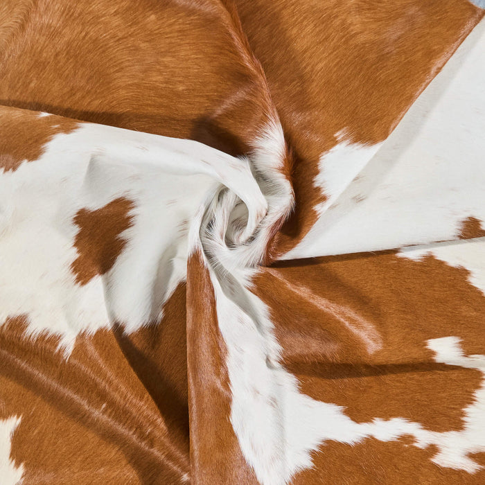 Brazilian Brown and White Cowhide Rug Size 6'8" L x 5'10" W 2651