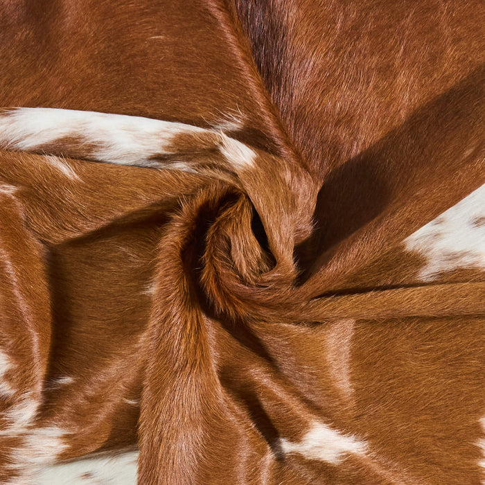 Brazilian Brown and White Cowhide Rug Size 6'7" L x 5'10" W 2652