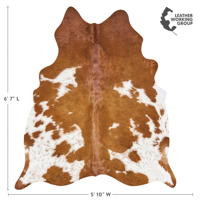 Brazilian Brown and White Cowhide Rug Size 6'7" L x 5'10" W 2652