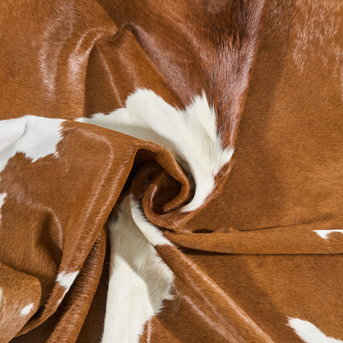 Brazilian Brown and White Cowhide Rug Size 6'7" L x 6'2" W 2653