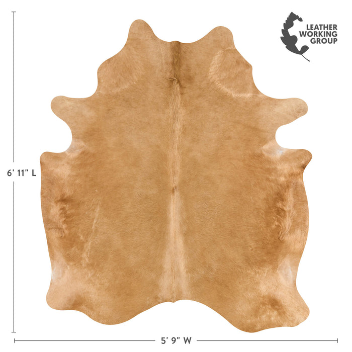 Brazilian Beige Cowhide Rug Size 6'11" L x 5'9" W 2687