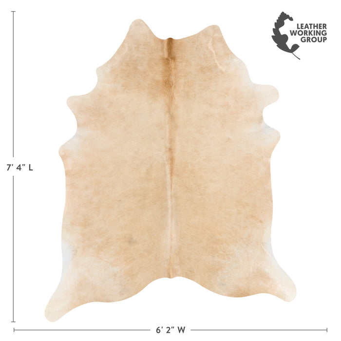 Brazilian Beige Cowhide Rug Size 7'4" L x 6'2" W 2691