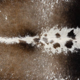 Brazilian Chocolate and White Cowhide Rug Size 6'11" L x 6'2" W 2704