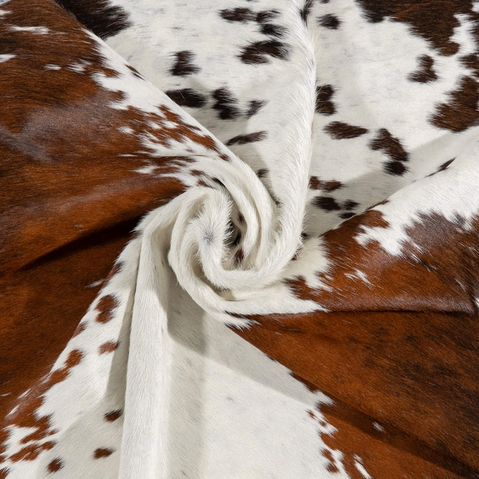 Brazilian Chocolate and White Cowhide Rug Size 6'7" L x 5'7" W 2705