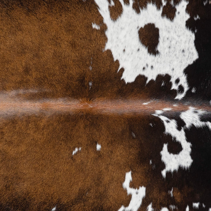Brazilian Chocolate and White Cowhide Rug Size 7'4" L x 6'1" W 2706