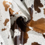 Brazilian Chocolate and White Cowhide Rug Size 6'8" L x 5'10" W 2708