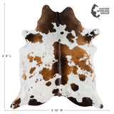 Brazilian Chocolate and White Cowhide Rug Size 6'8" L x 5'10" W 2708