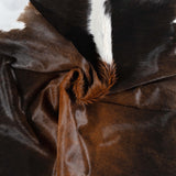 Brazilian Chocolate and White Cowhide Rug Size 6'10" L x 6'3" W 2709